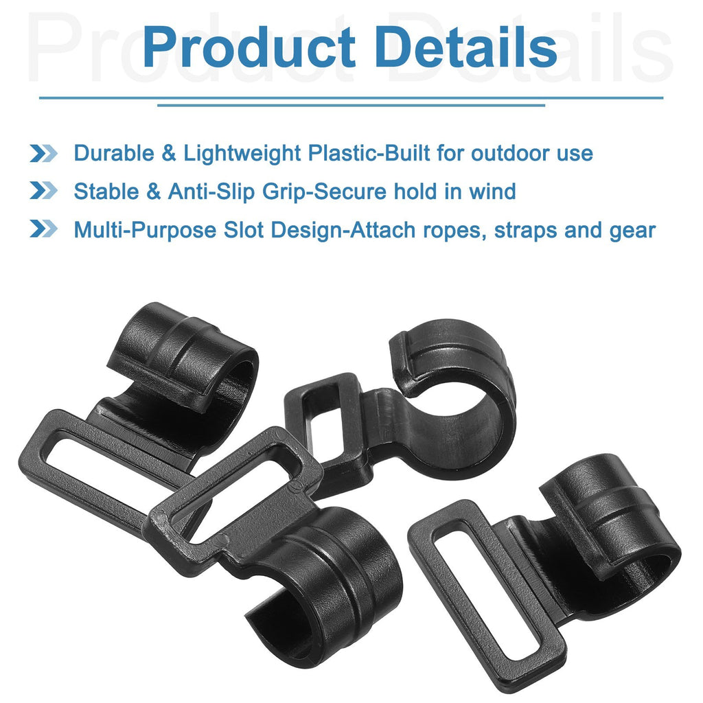 Tent Pole Clips, Plastic C Shape Clips ID 25mm 10Pcs Black Tent Clamp