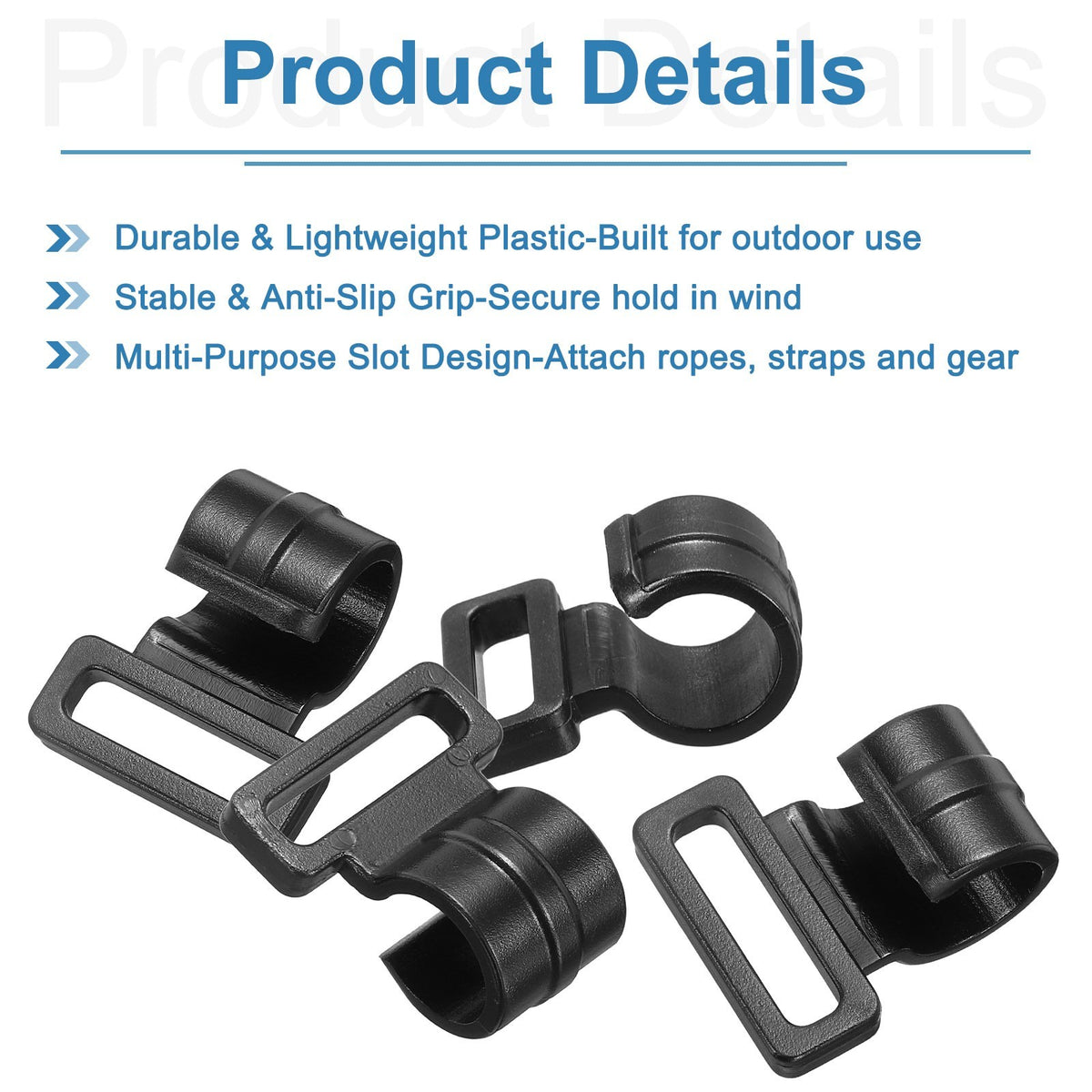 Tent Pole Clips, Plastic C Shape Clips ID 25mm 10Pcs Black Tent Clamp