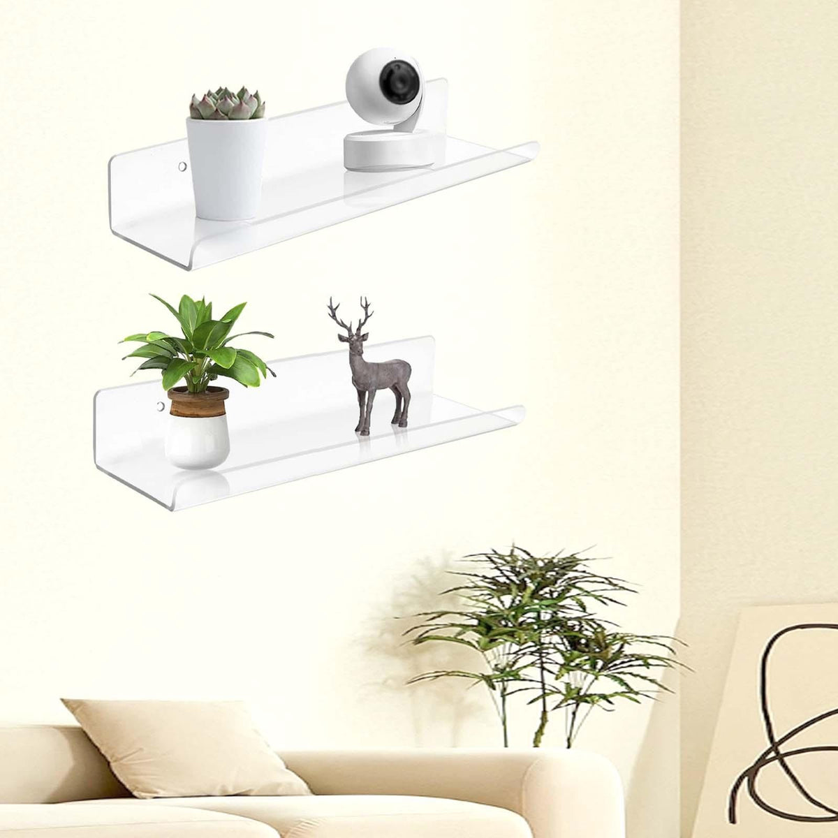 2x Acrylic Floating Wall Shelves Wall Display Shelves Wall