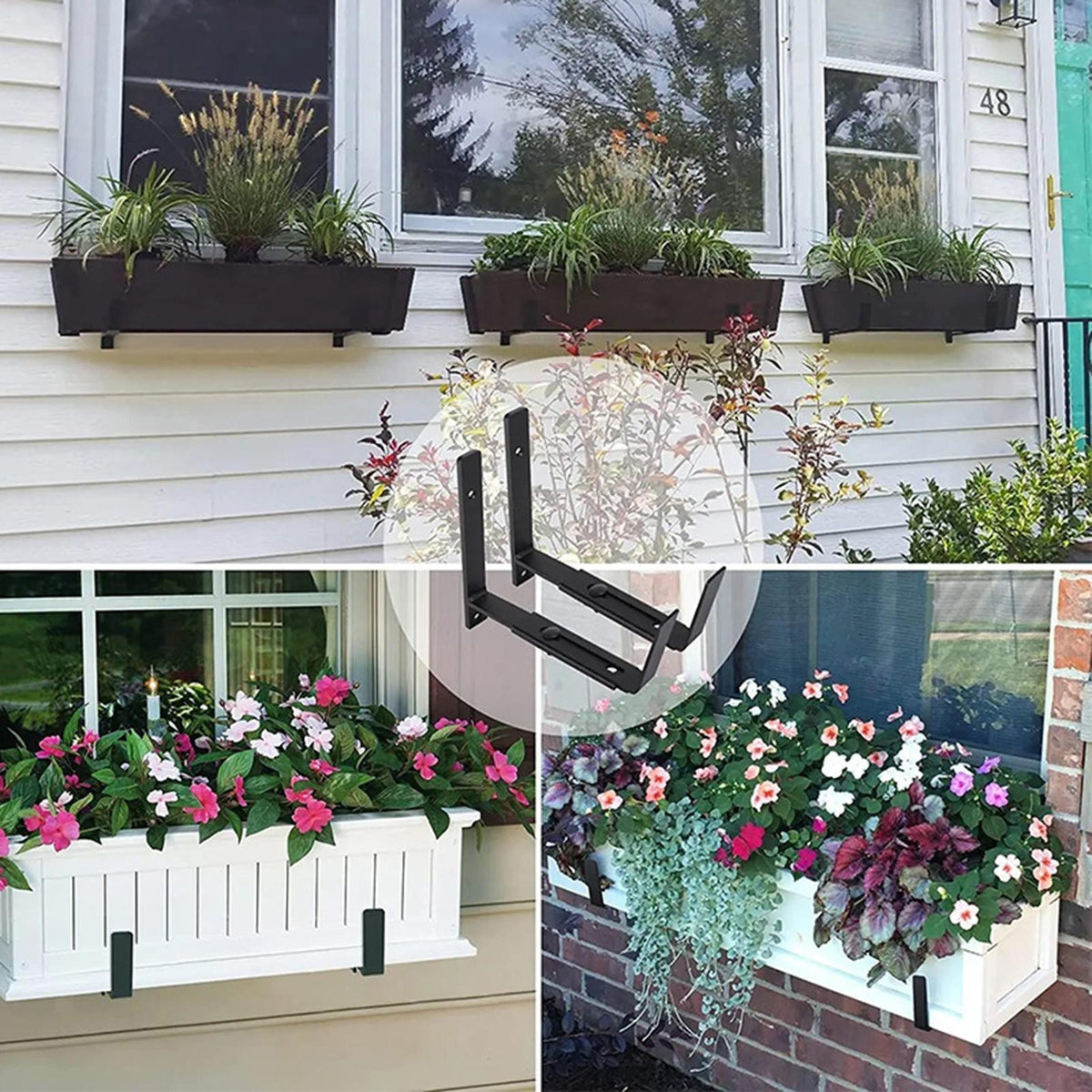 Planter Box Bracket Flower Pot Bracket 8 to 12 inch Iron Window Box Bracket for