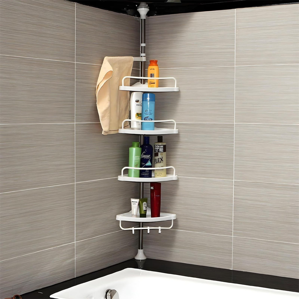 4 Tier Telescopic Bathroom Wall Corner Shelf Rack Shower Caddy Storage Organizer