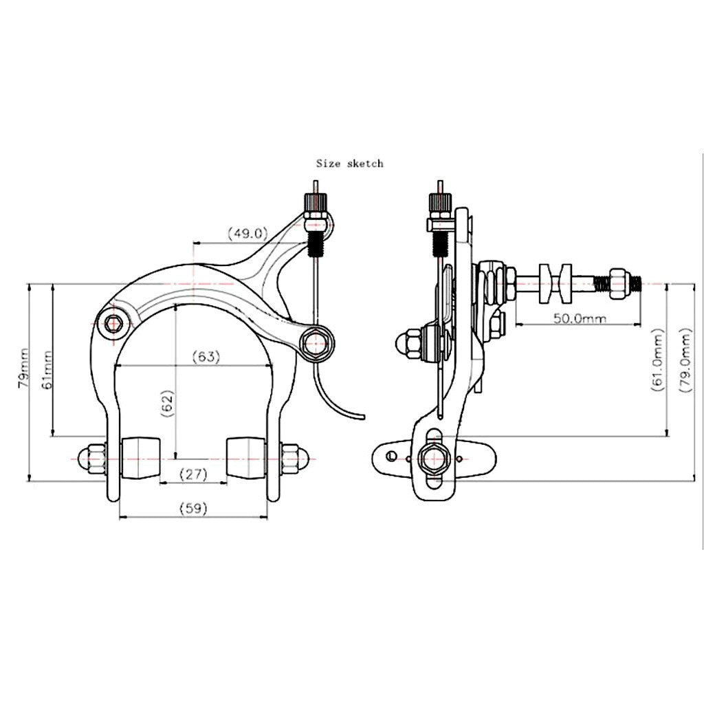 MTB BMX Racing Road Bike Bicycle Alloy Side Pull Brake Caliper fits Front