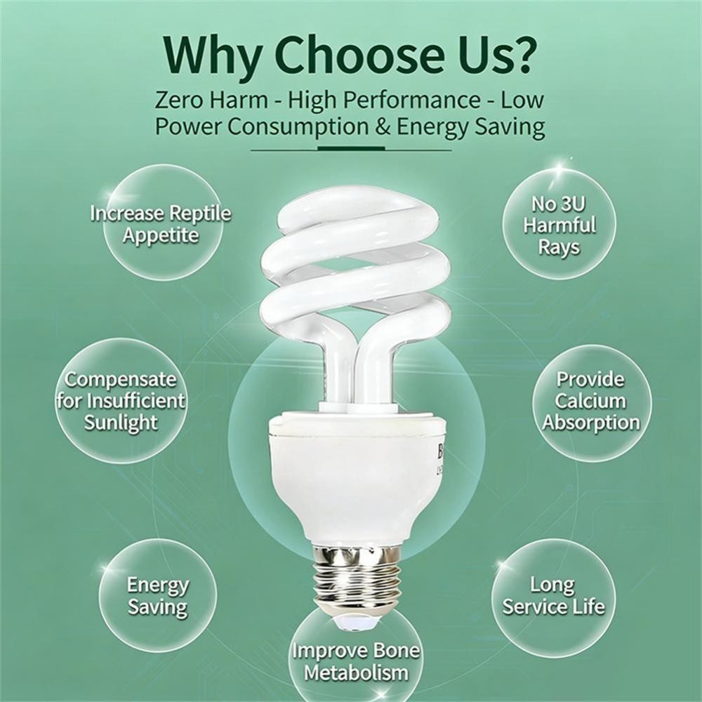 Reptile UV Spiral Bulb for Vivarium Snake UVB 5.0 / 10.0 E27 13w Or 26w