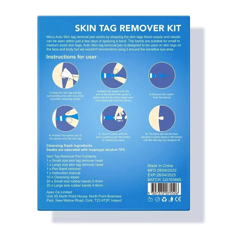 Natural Painless Auto SKIN TAG Removal Kit Skin Tag Micro Bands Remover Device