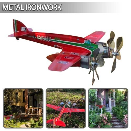 Airplane Wind Spinners Metal Pinwheels Outdoor Aircraft Windmill Garden Decor