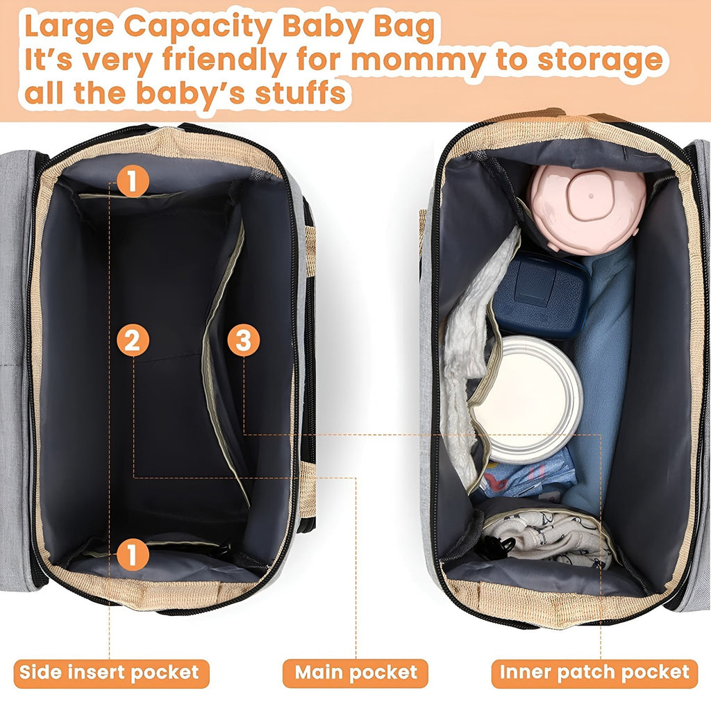 Smart Diaper Bag Backpack Foldable Baby Bed USB Charging Maternity Travel Bag.*