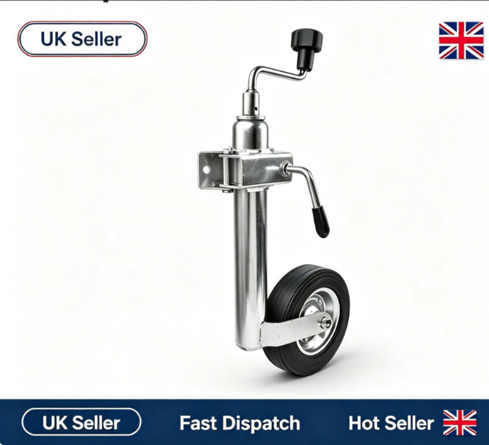 48MM Ribbed Jockey Wheel Heavy Duty (Metal Rim Wind Up Handle Caravan Trailer)