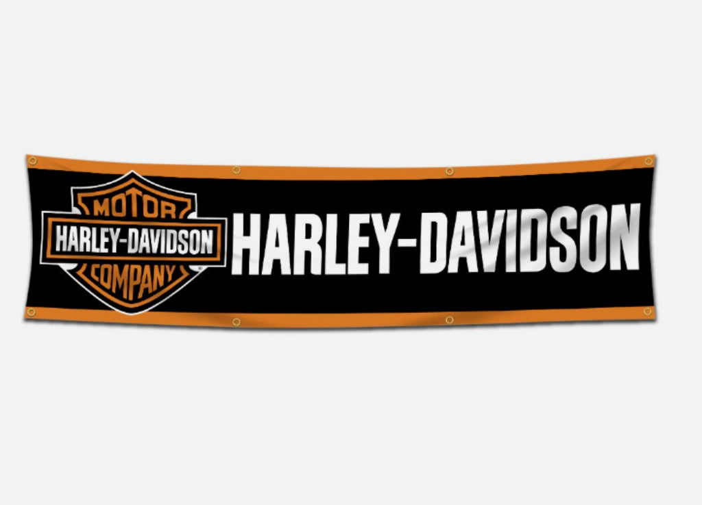 Harley Davidson Motorcycle 2x8 ft Garden Flag Mount Man Cave Banner Garage Sign