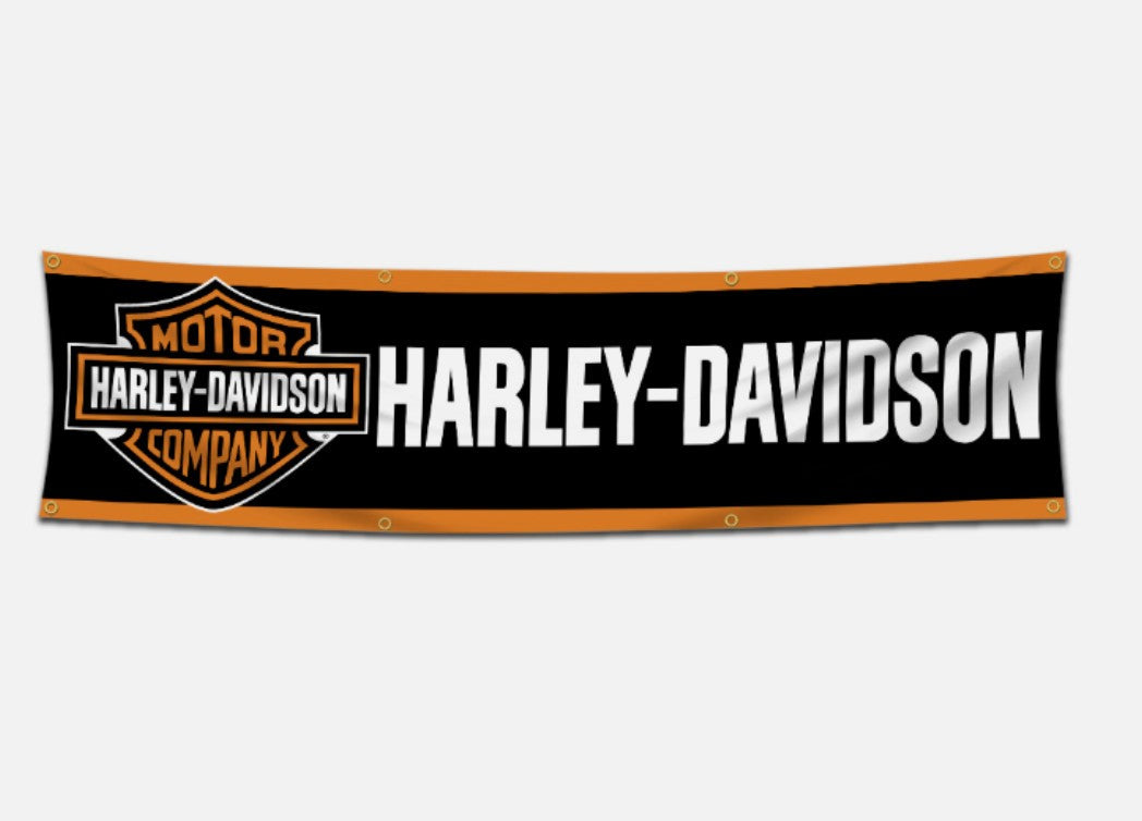 Harley Davidson Motorcycle 2x8 ft Garden Flag Mount Man Cave Banner Garage Sign