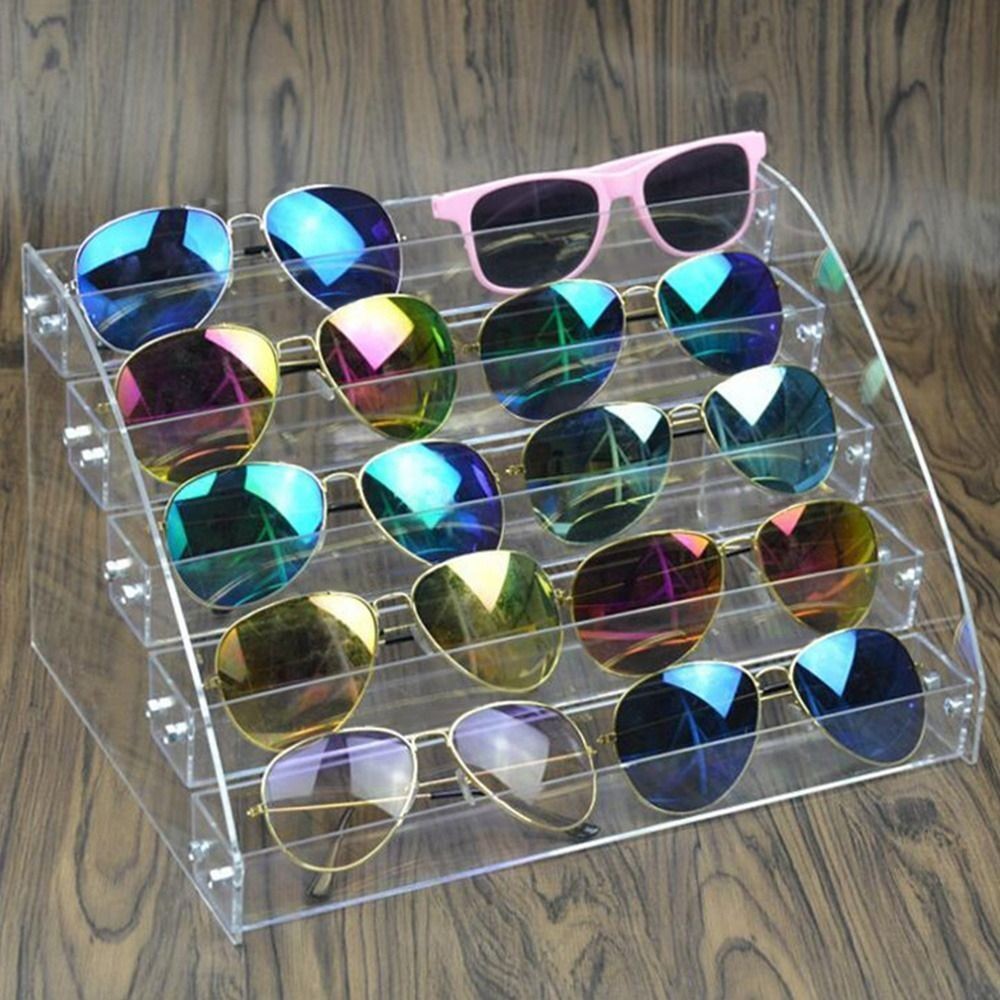 Box Acrylic Stand Jewelry Organizer Sunglass Display Rack Glasses Frame Tray