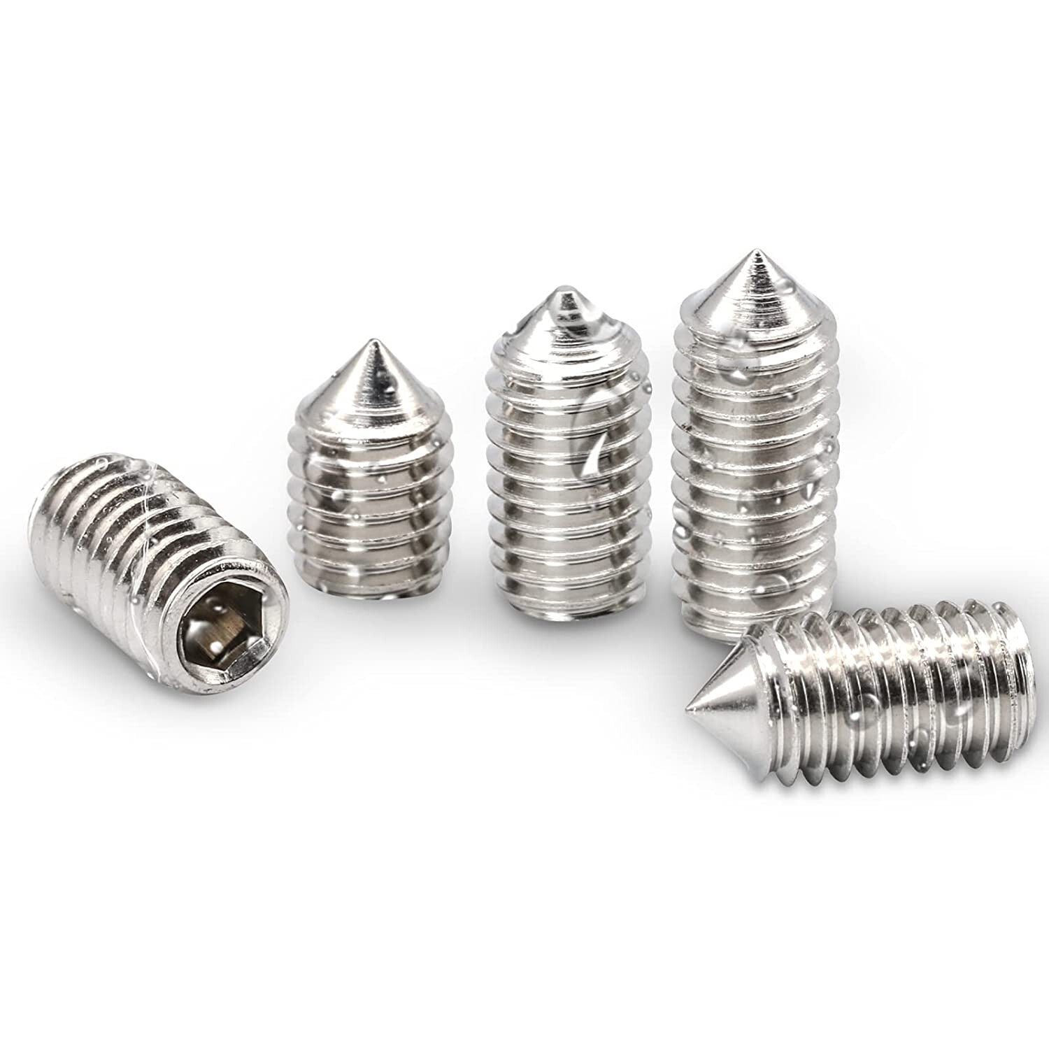 500Pcs A2 Cone Point Grub Screws M3 M4 M5 M6 M8 Hex Socket Set Screw Box Set