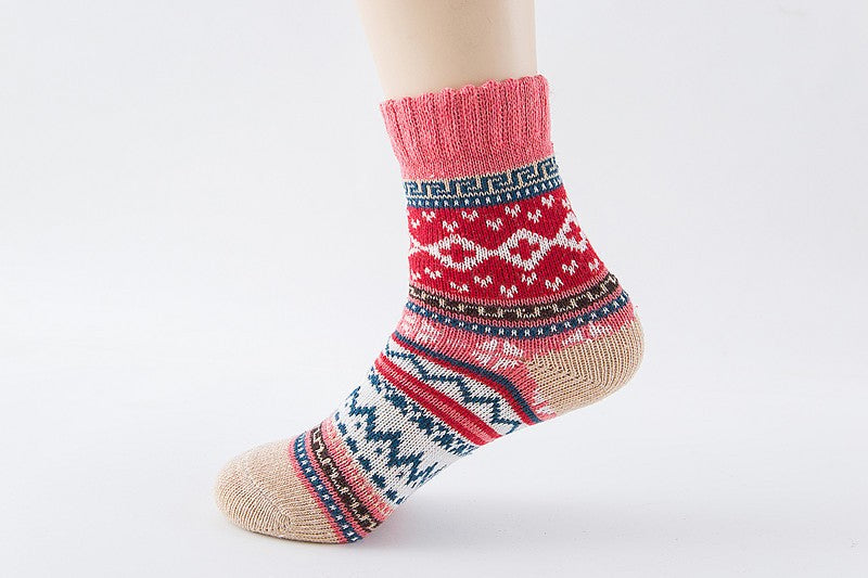 5 Pairs Women Wool Cashmere Warm Soft Thick Casual Multicolor Winter Socks Lot