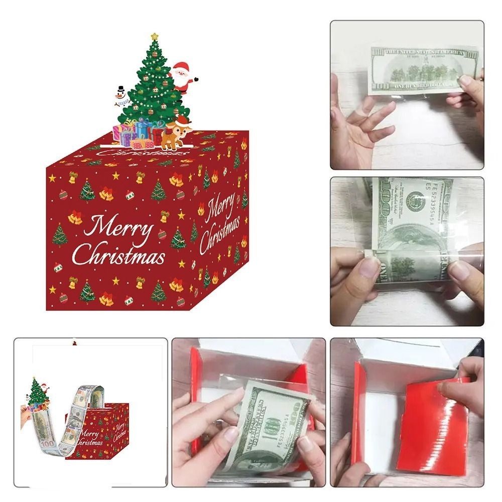 Christmas Cash Box Money Roll PullOut Box Surprise Cash Gift Box Party Decor