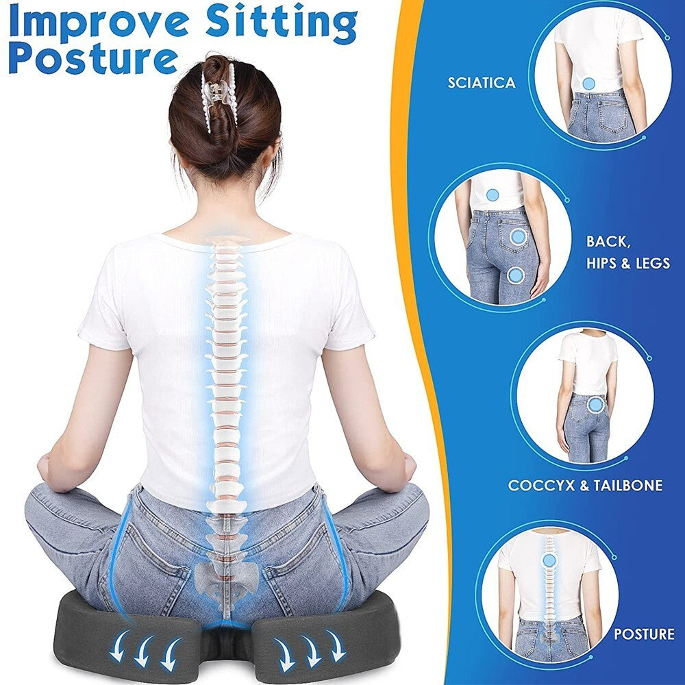 Cushion Seat Pillow Orthopaedic Coccyx Back Pain Relief Memory Foam Office Chair