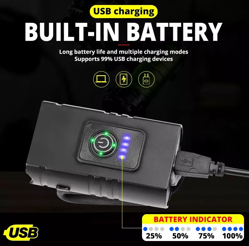 LED Mountain Bike Light USB Rechargeable Bicycle Torch Front Rear Tailgate Lamp