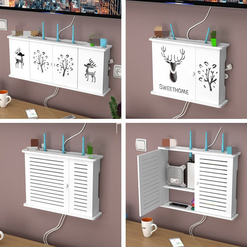 Wifi Router Shelf Storage Box Wall Mounted Cable Wire Hanging Bracket TV CD Box
