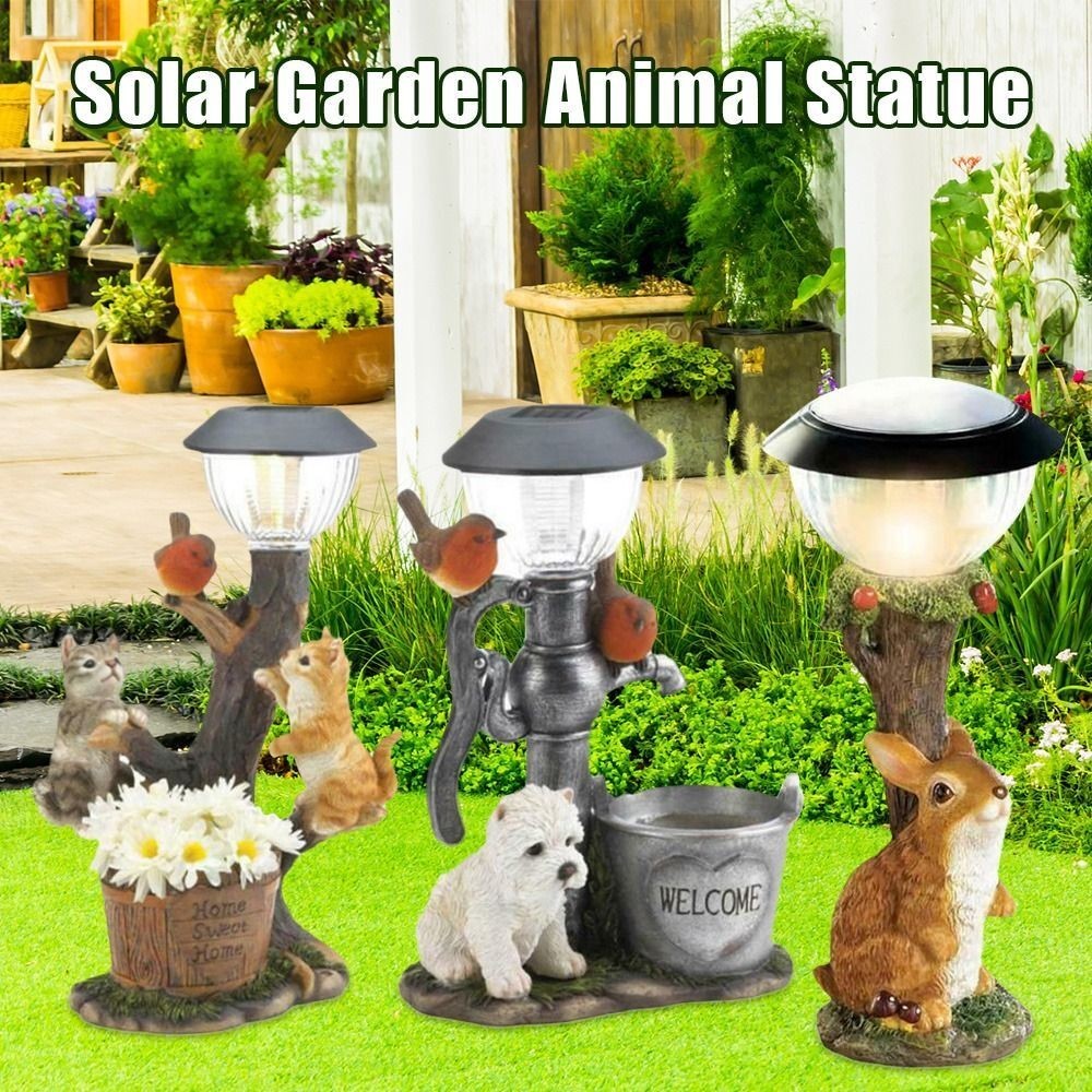 Squirrel Statue Ornament Solar Garden Animal Statue Animal Light Decor