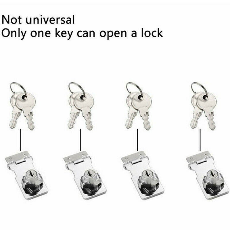 Heavy-Duty Locking Hasp And Staple With Keys Padlock Cupboard Shed Garage Lock