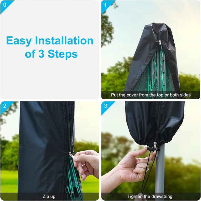 420D Rotary Dryer Washing Line Cover with Zip Heavy Duty Waterproof 165x16x16cm