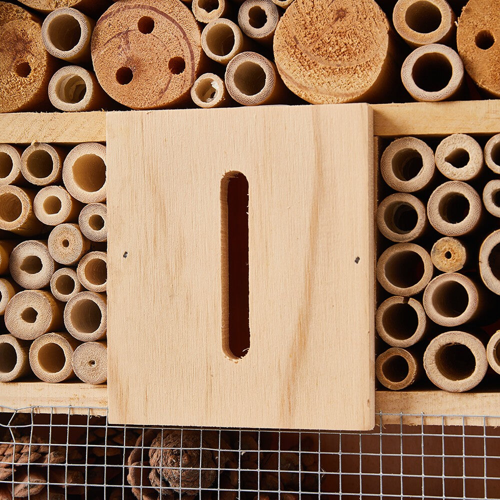 Wooden Insect Hotel Metal Roof Nesting Home Bee Keeping Bug Garden Ladybird Box