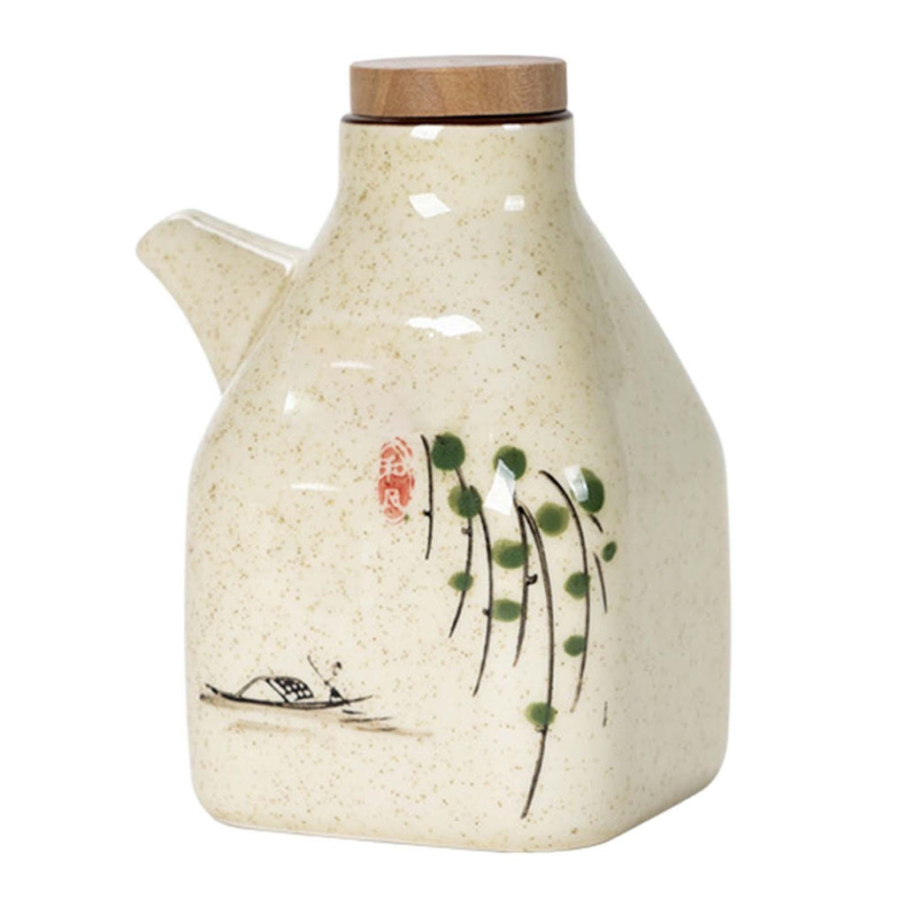 Large Oil Bottle Ceramic for Cooking and Barbecue Pourer Soy Sauce Dispenser