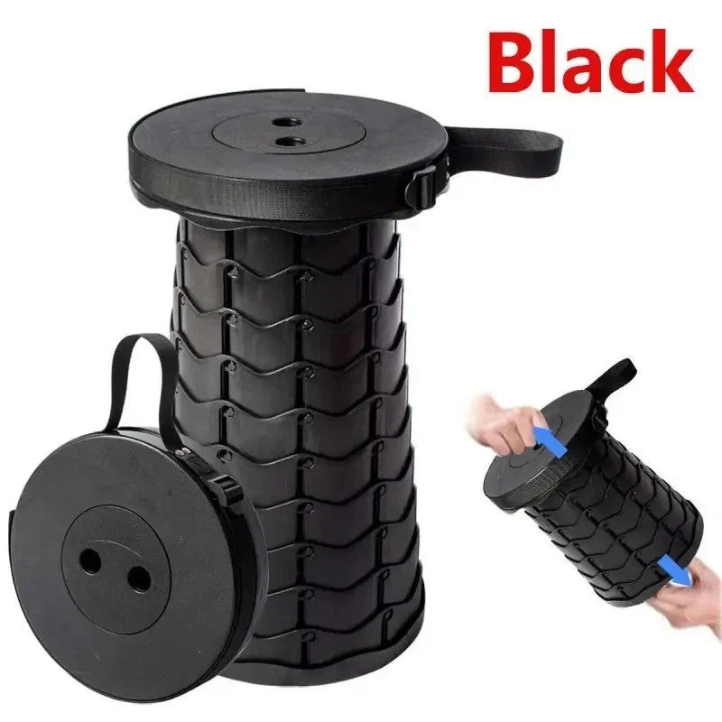 Folding Stool Telescoping Seat Camping Retractable Adjustable Outdoor Portable