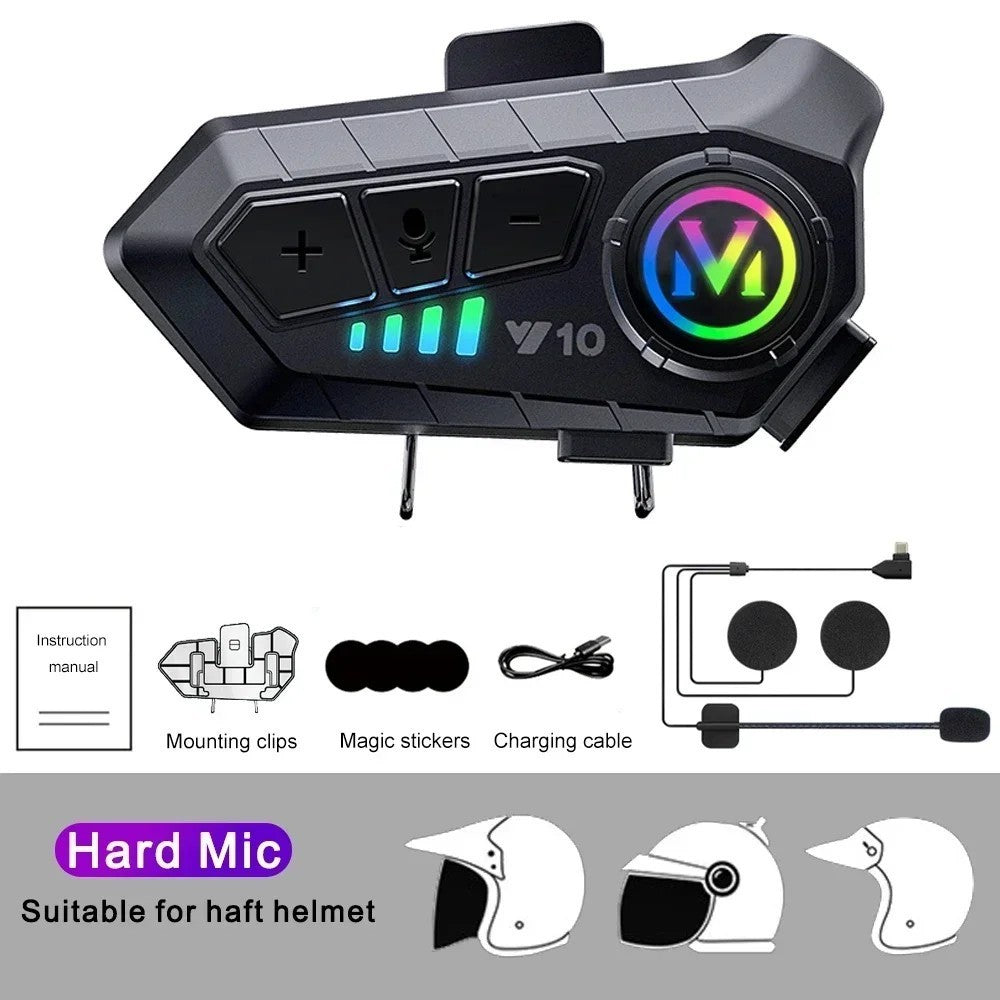 Motorcycle Helmet Headset Bluetooth 5.3 HiFi Wireless Motorbike Call Headphone