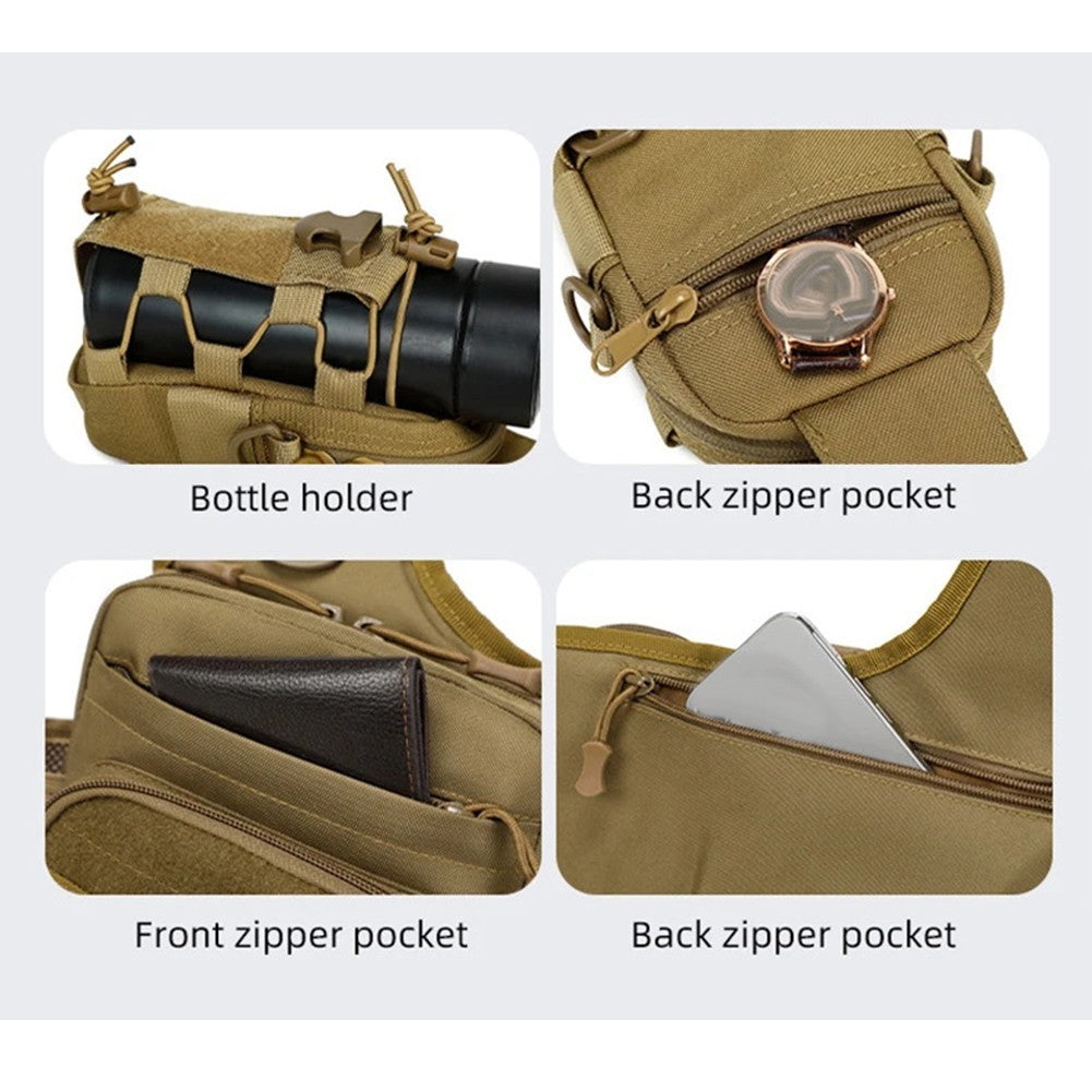 Tactical Sling Chest Bag Water Bottle Pouch Phone Shoulder Backpack for Outdoor