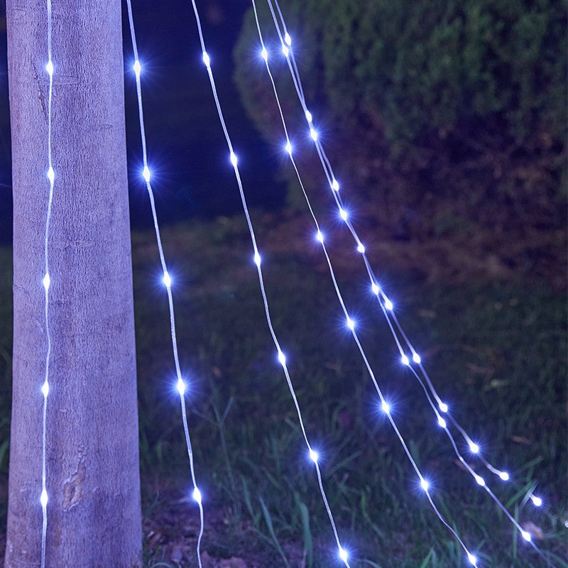 198Led Waterfall Christmas String Light Led Star Xmas Tree Light Uk Plug Outdoor
