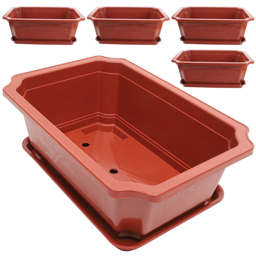 5 Sets of Bonsai Pot Large Size Flowerpot Bonsai Cultivation Pot with Tray H