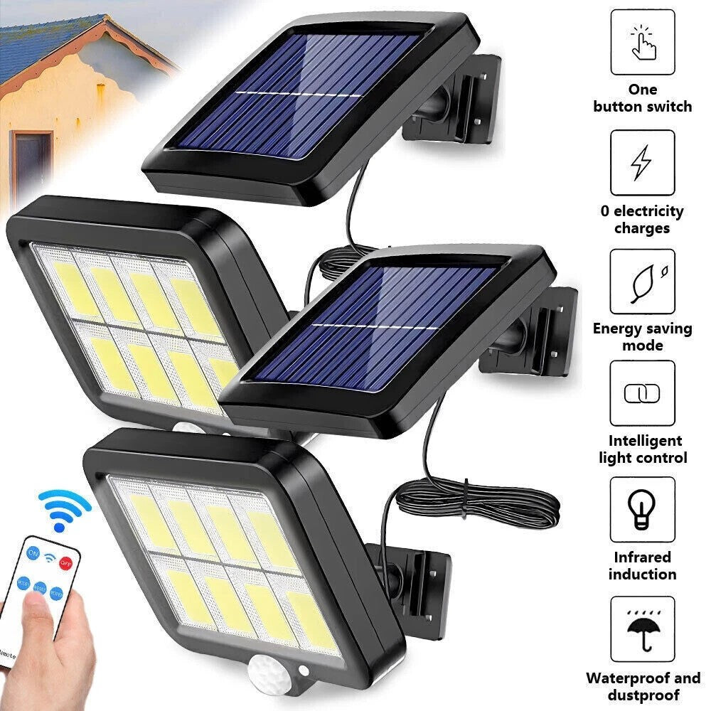 1PACK Solar Power LED PIR Motion Sensor Wall Light Security Outdoor Garden Flood