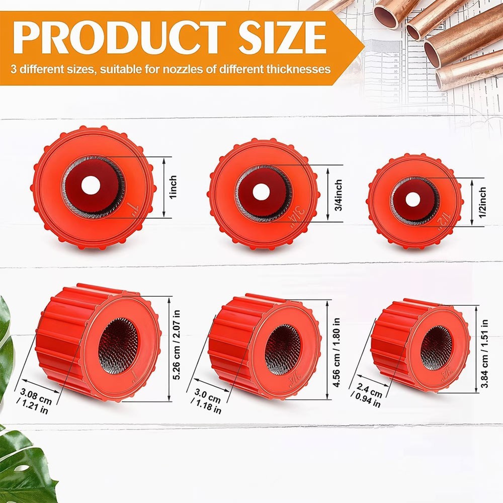 9x Copper Pipe Cleaner Brush For Drill/Driver - 15mm 22mm 28mm Plumbing- Hex bit