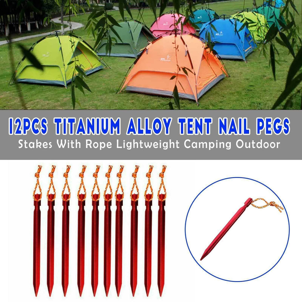 12x Titanium Alloy Tent Pegs Heavy Duty 18cm Lightweight Stakes