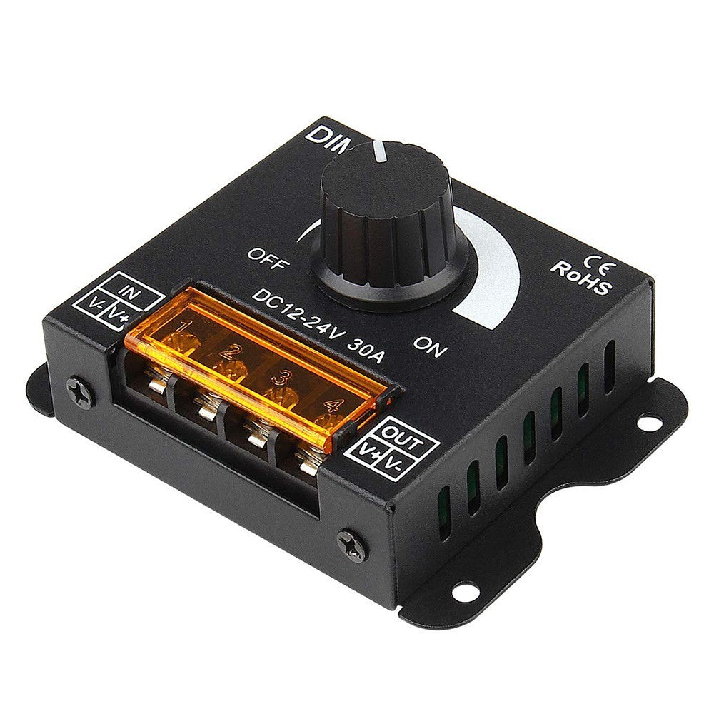 DC 12V-24V 30A PWM Dimming Controller with Knob LED Light Strip Switch Dimmer