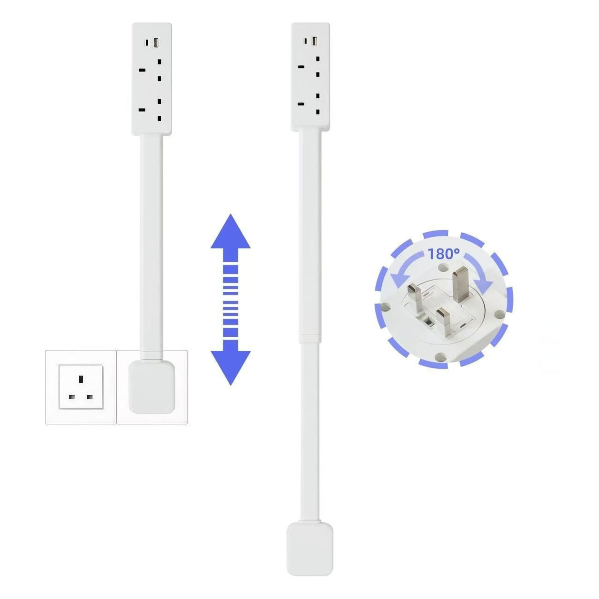 Electrical Outlet Extender Stick Power Socket Expander Rotates 180°