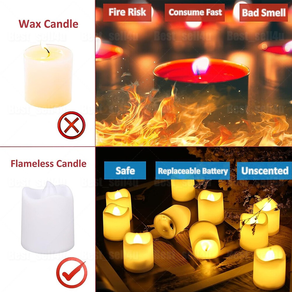 24PCS Led Tea Lights Candles LED FLAMELESS Battery Operated Wedding XMAS Decor