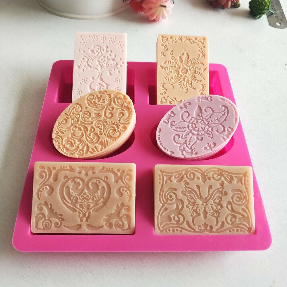 DIY Silicone Soap Mold 6 Forms Oval Rectangle Cake Mould Homemade Making Craft