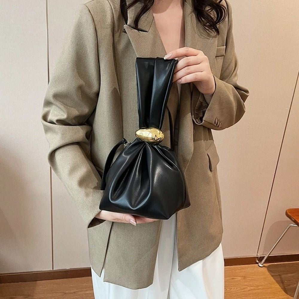 Luxury Designer Soft Leather Clutch Bag Fashion Pleated Handbag