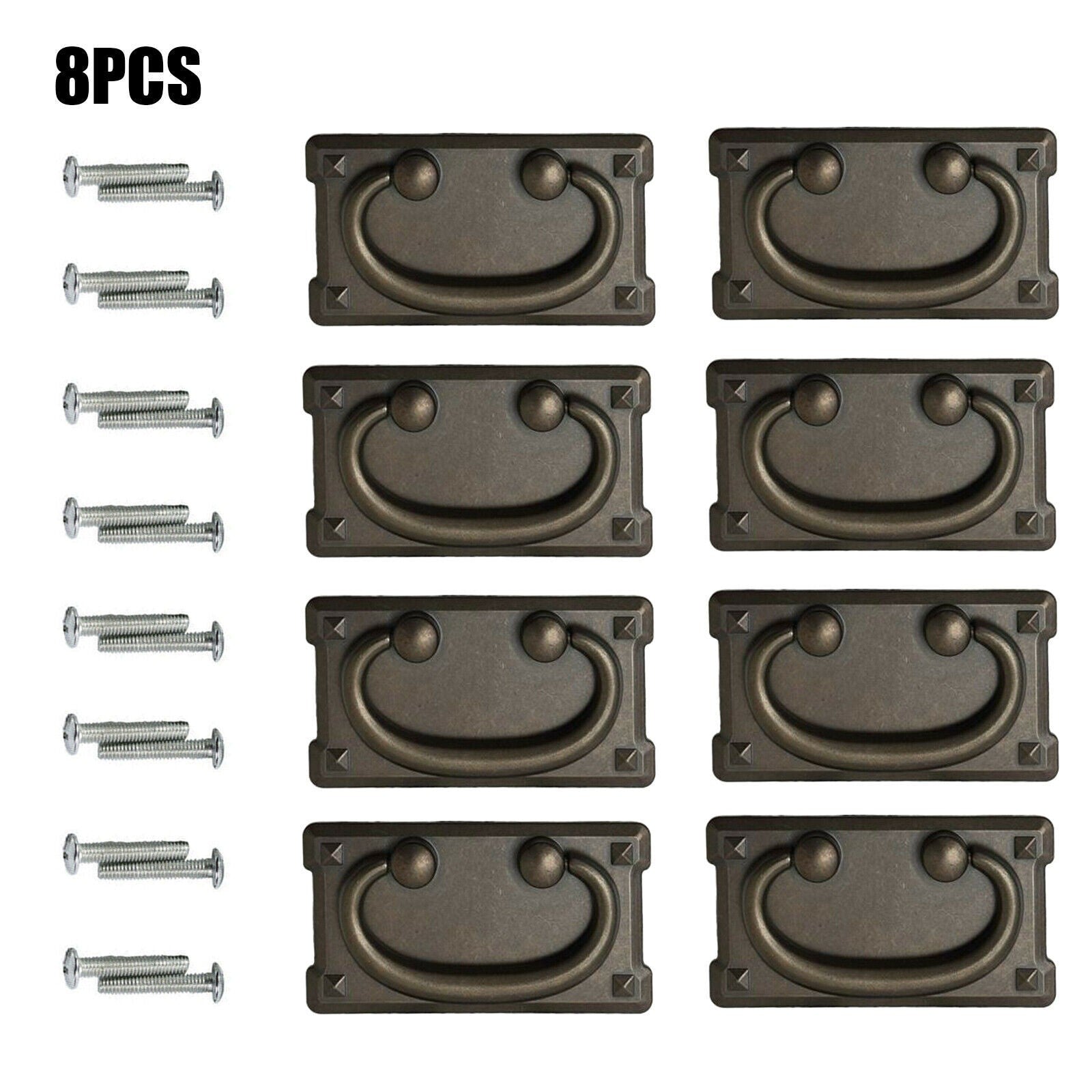 4/8Pcs Rustic Handle Oak Furniture Land Style Replacement Handle Black & Bronze