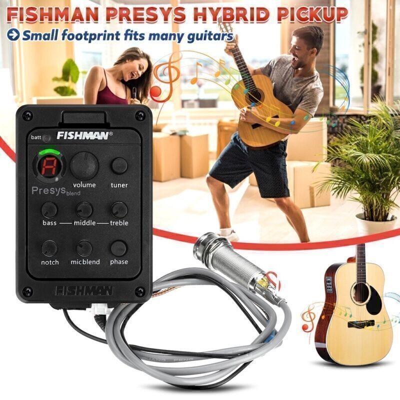 Fishman 4 Band 301 EQ Tuner Mic Presys Blend Acoustic Guitar Pickup Preamp UK