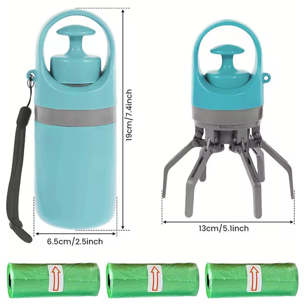 Portable Pooper Scooper with Bag No-Touch Lightweight Claw Poop Picker Catcher