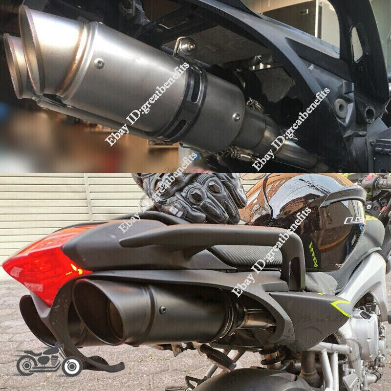 51mm Motorcycle Exhaust Pipe Left&Right Muffler Stainless Steel End Can Slip-On