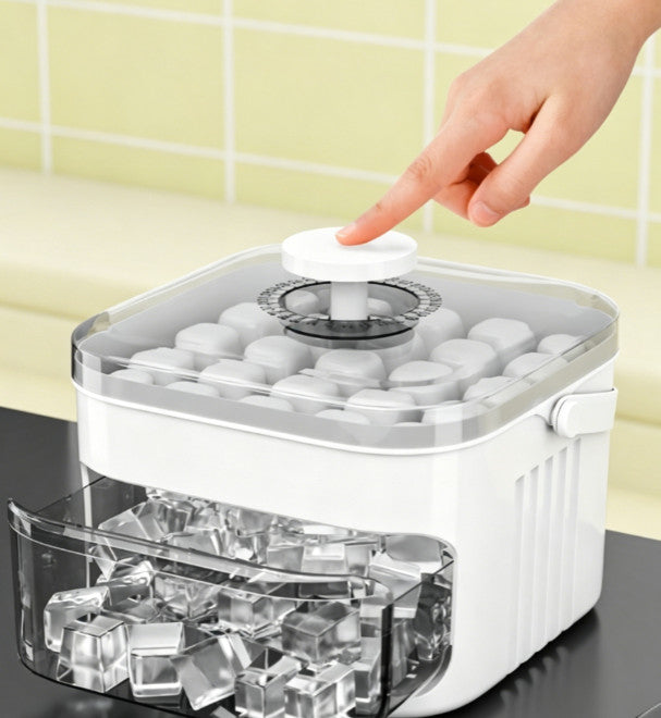 2pcs One Press Release Ice Cube Tray 50 Grids Double Layer Ice Maker Storage Box