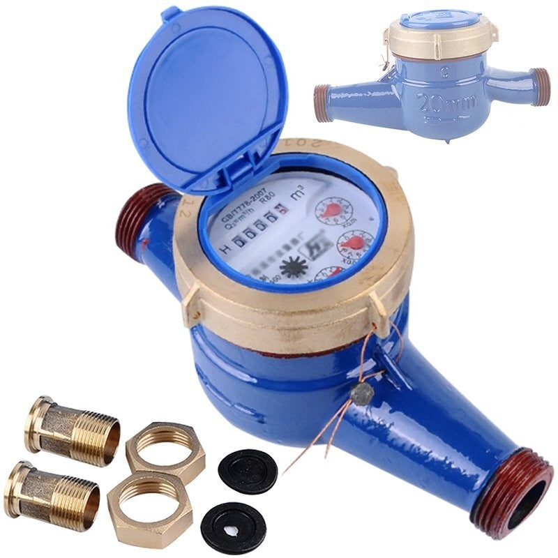 3/4" Cold Water Meter for Garden Home Water Flow Gauge Tap Water Meter Set 25mm