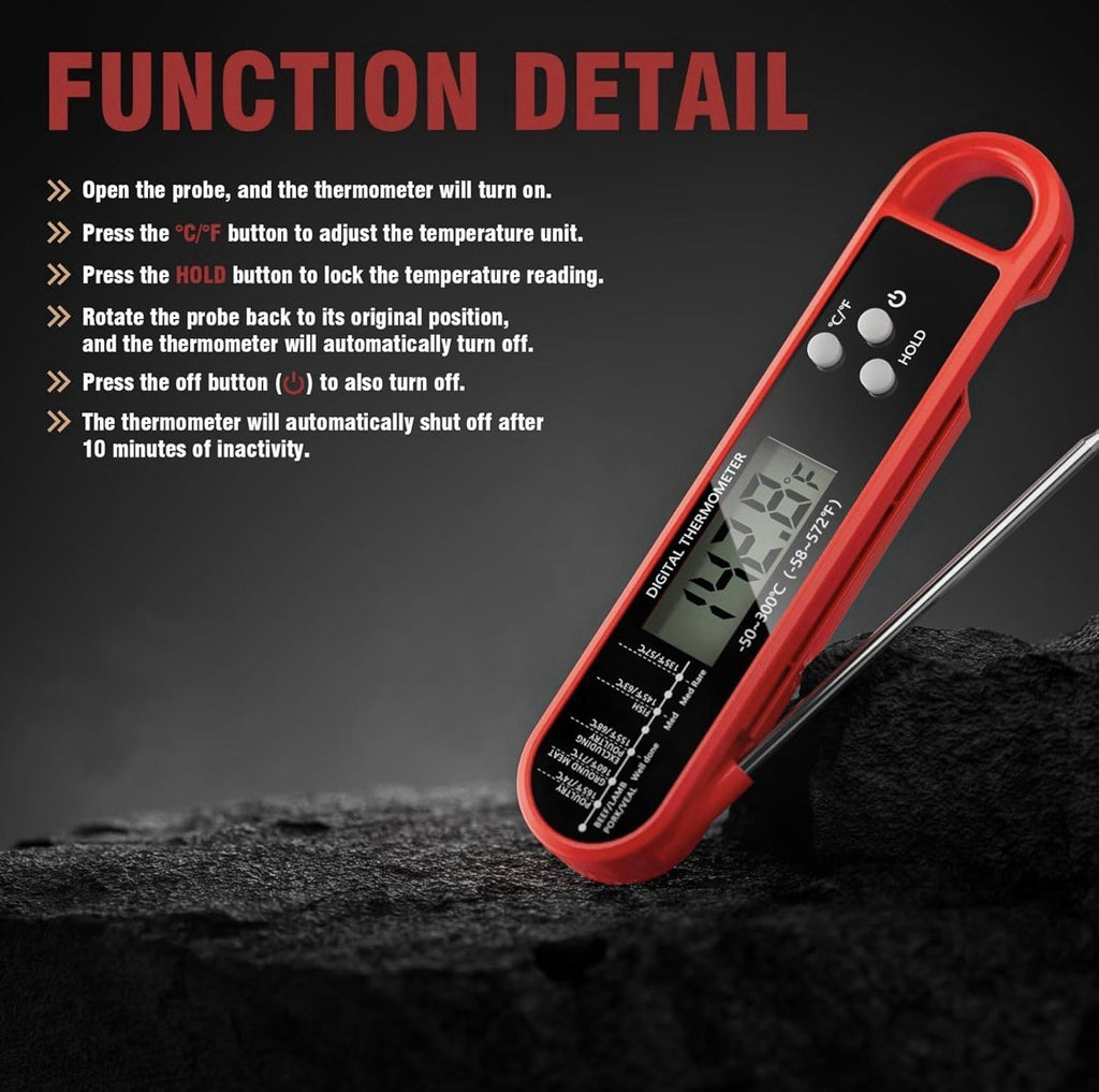 Instant Read Digital Food Thermometer Waterproof BBQ Kitchen Cooking Probe