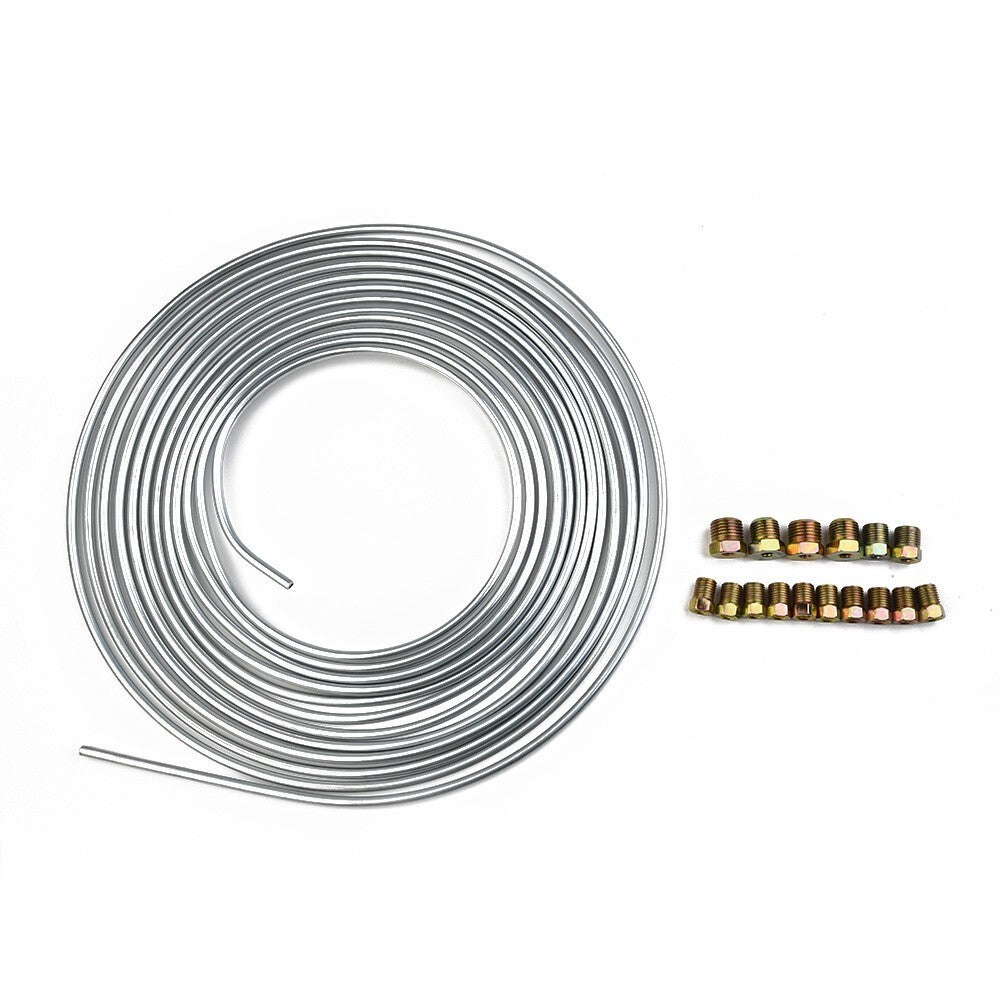 Silver Steel Nickel Kunifer Brake Line Pipe 25ft Roll 3/16'' Metric Fitting UK