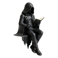 Gothic Dark Fantasy Figure, Reading Death Gothic Skeleton Demon Hooded Figurine