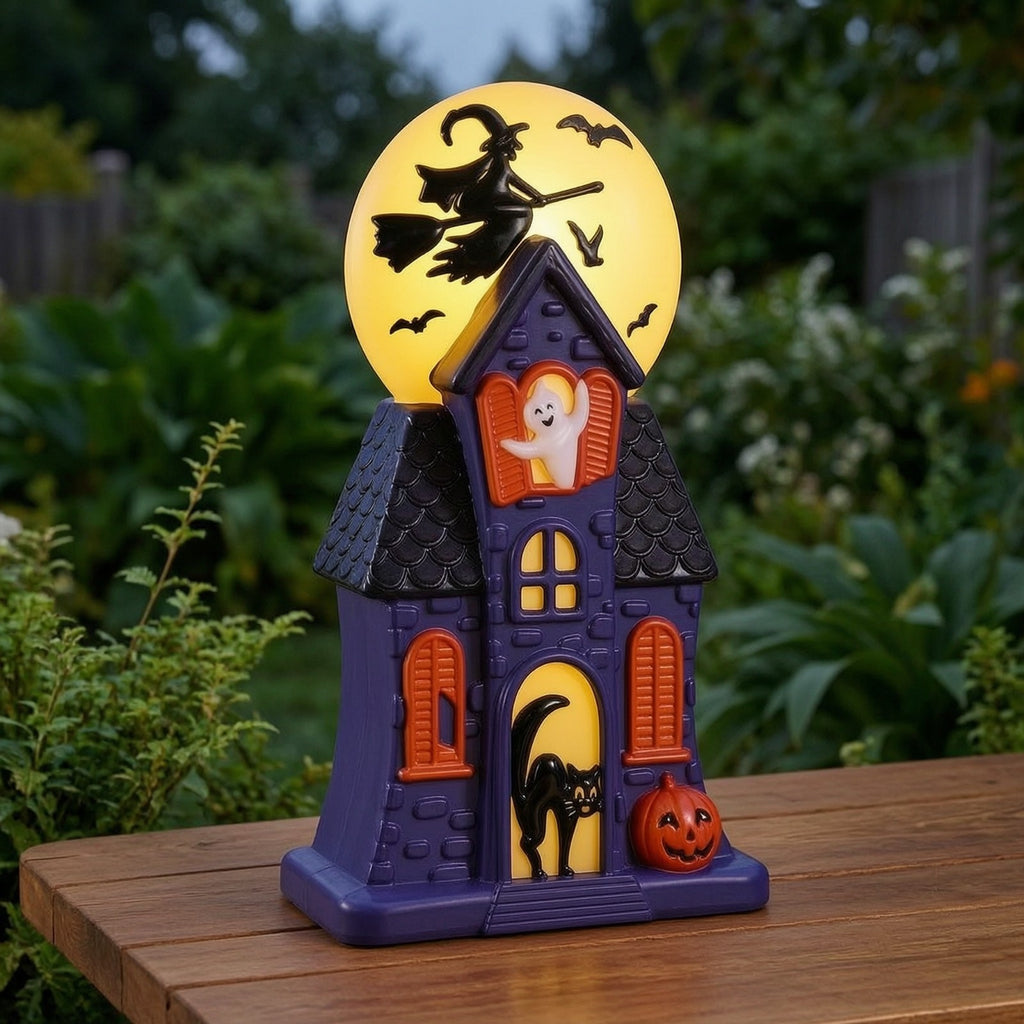 USB Haunted House Blow Mold Light Spooky Figurine Vintage-Style for Mantel,Shelf