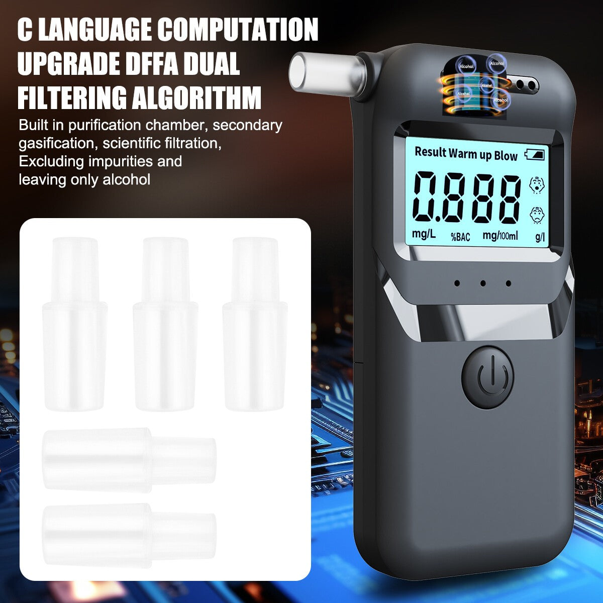 UK Polices Digital Breath Alcohol Analyzer Tester,LCD Breathalyzer Test Detector