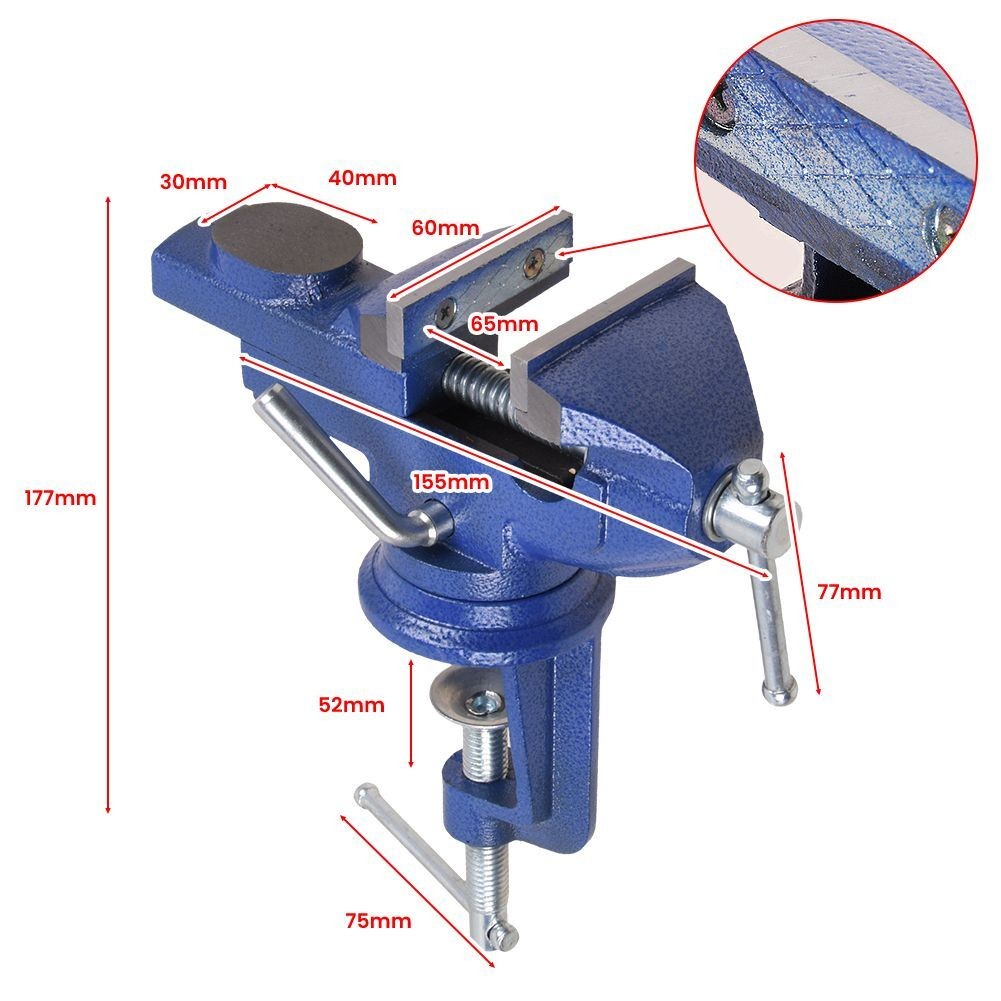 Heavy Duty Work Bench Vice Engineer Jaw Swivel Base Workshop Vise Clamp 60mm